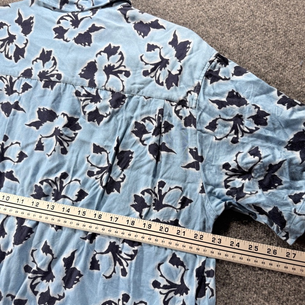 Vintage Guess Jeans Hawaiian Shirt XL Blue Floral Rayon Button Down Mens Y2K 90s - Picture 6 of 7